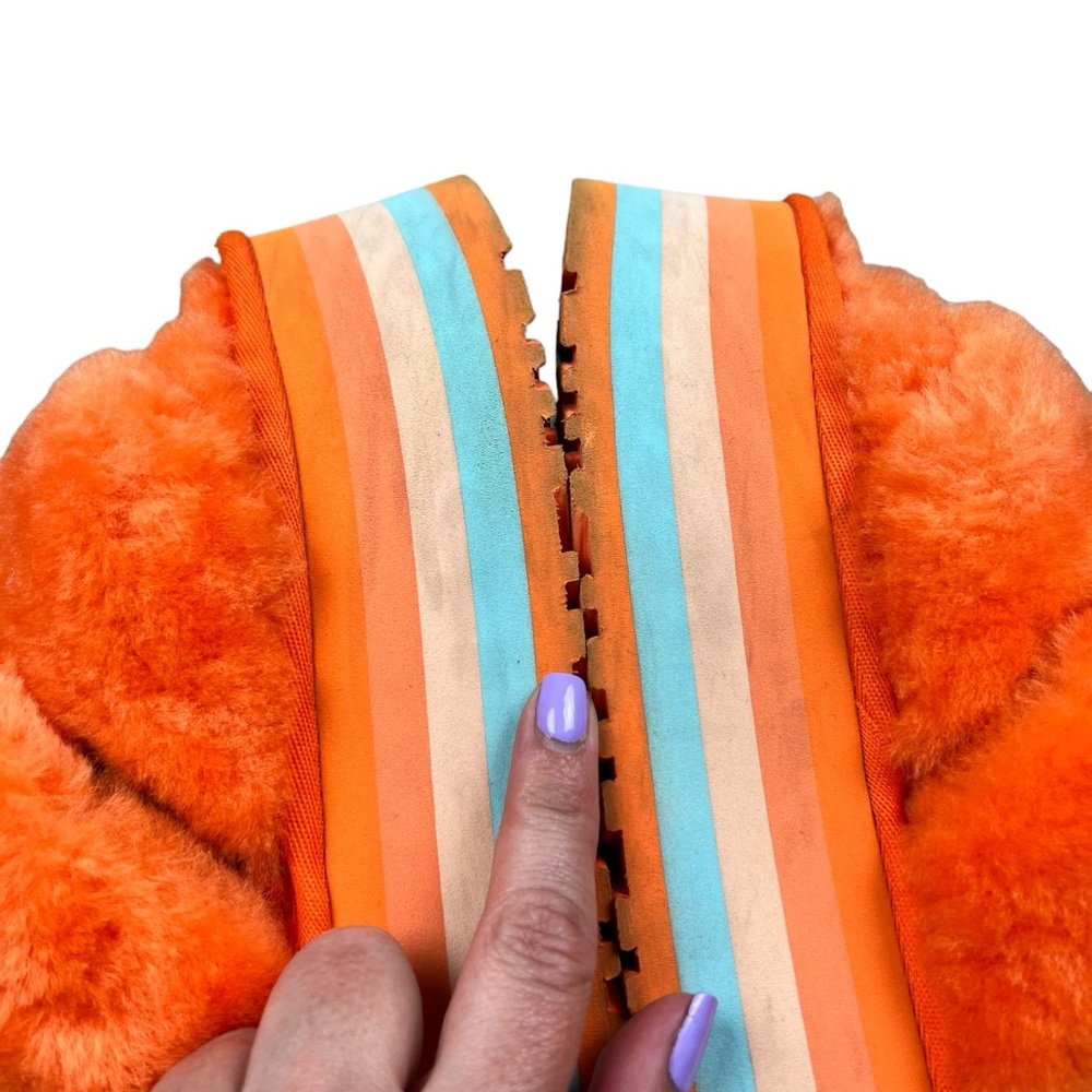UGG Disco Knot Slide in Mandarin women’s fuzzy platform sandals SZ 8 - Picture 7 of 9